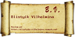 Blistyik Vilhelmina névjegykártya